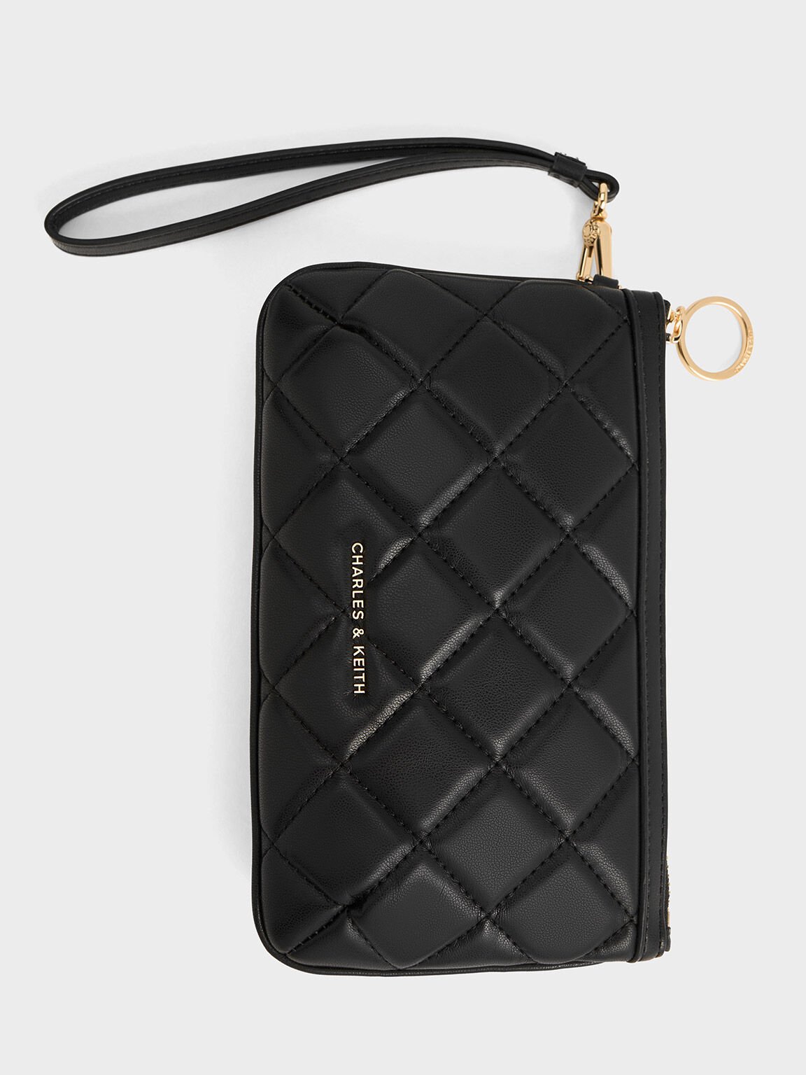 Cressida Quilted Wristlet, Black, hi-res