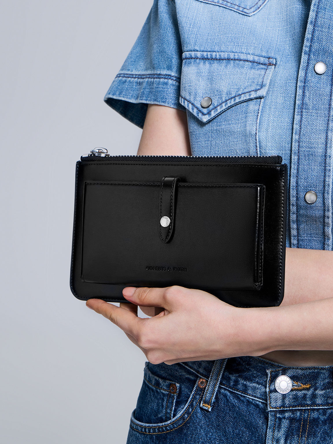 Rebel Top-Zip Long Wallet, Noir, hi-res