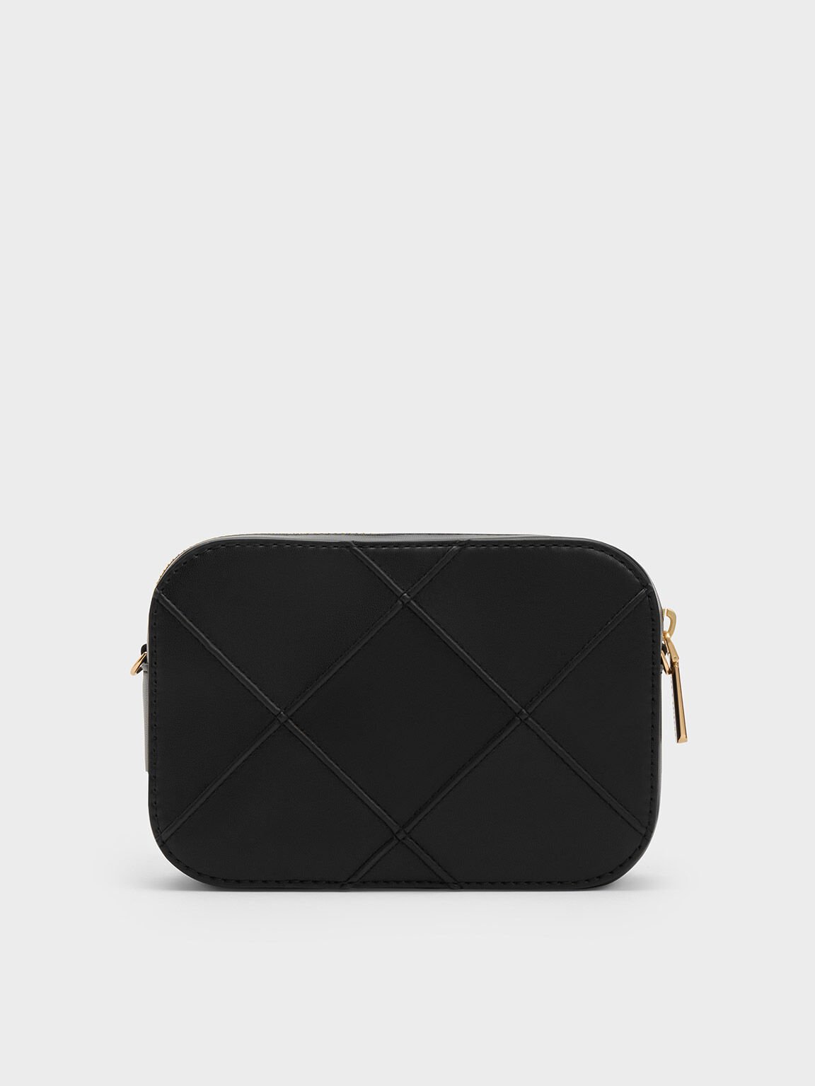 Eleni Quilted Zip Crossbody Bag, Black, hi-res