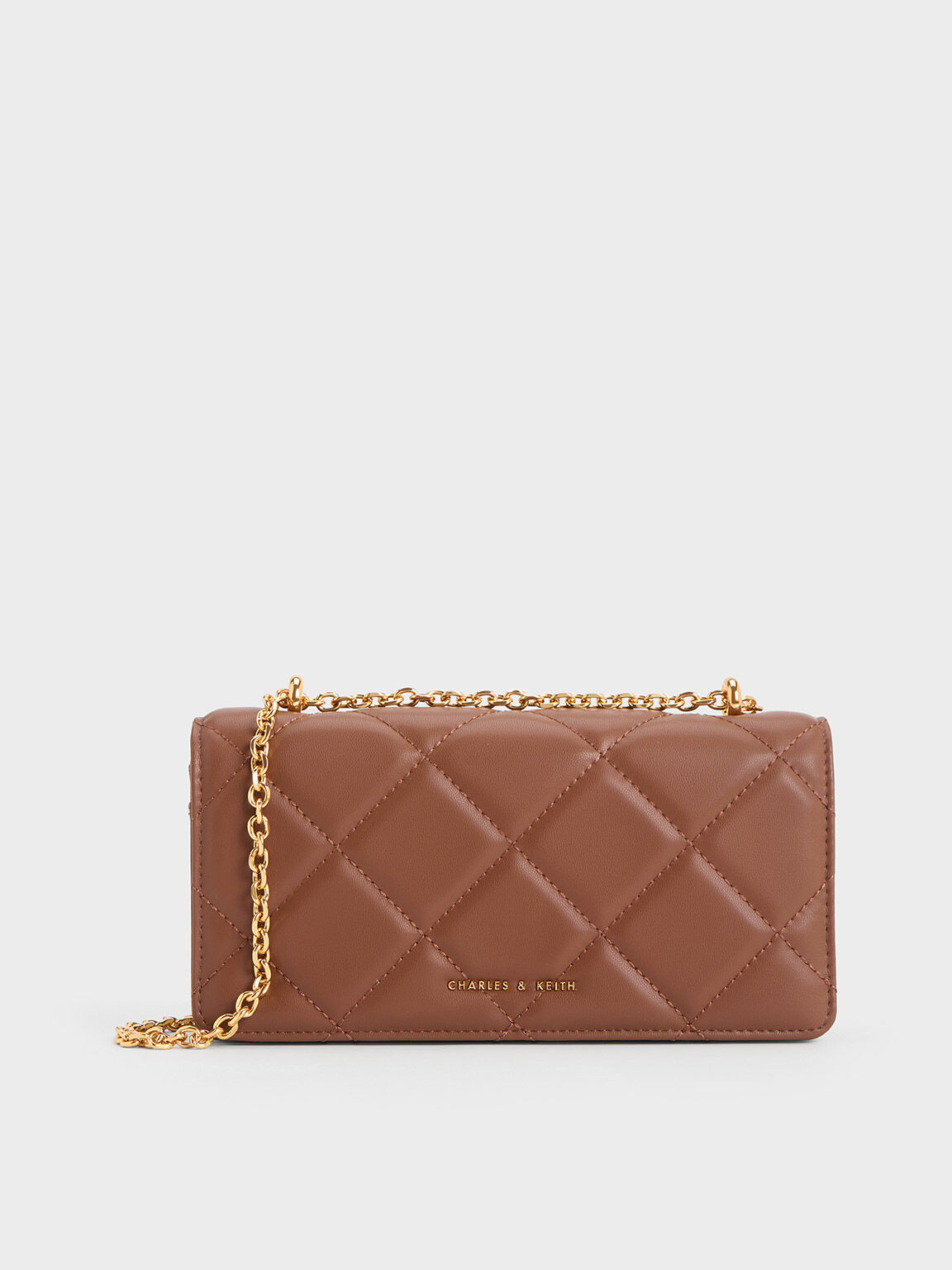 Chocolate Chain Handle Shoulder Bag - CHARLES & KEITH IN