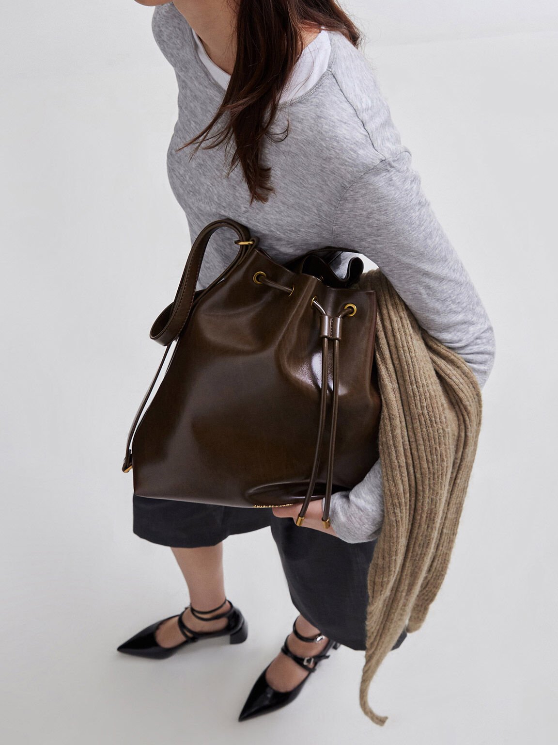 Neva Two-Way Bucket Bag, Dark Brown, hi-res