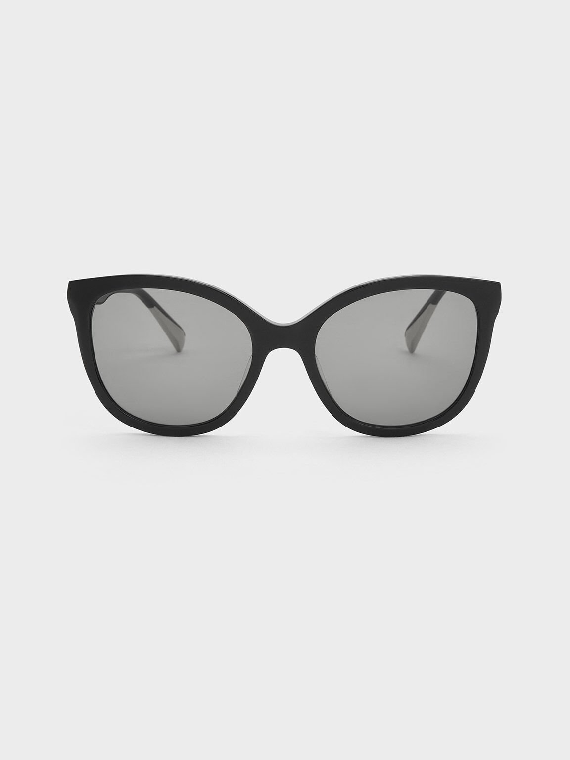 Recycled Acetate Oval Sunglasses, Black, hi-res