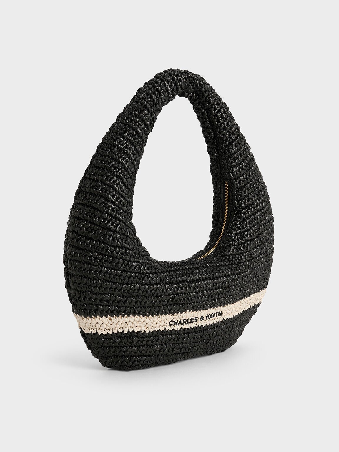 Allegra Knitted Slouchy Hobo Bag, Black, hi-res