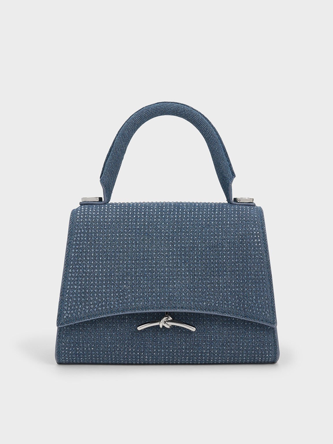 Huxley Metallic Push-Lock Top Handle Bag, Denim Blue, hi-res