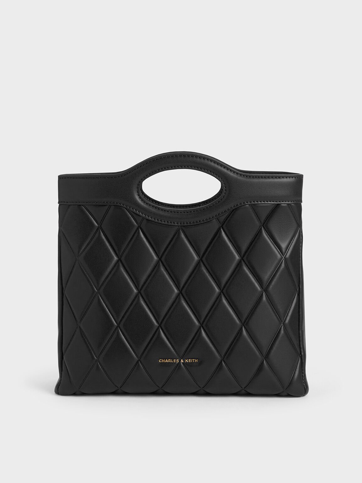 Arwen Quilted Curved-Handle Bag, Noir, hi-res