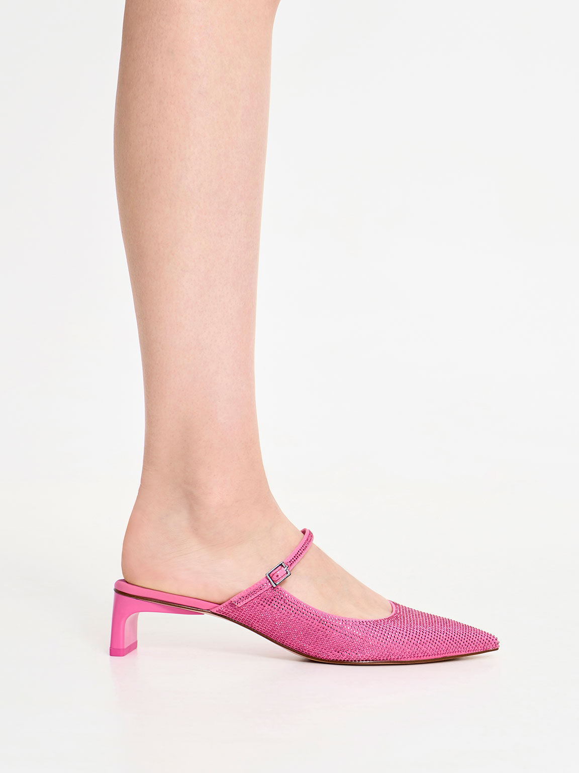 Gem-Embellished Blade Heel Mules, Pink, hi-res