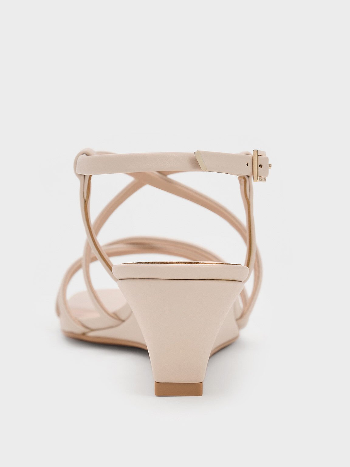 Patent Strappy Wedge Sandals, Cream, hi-res