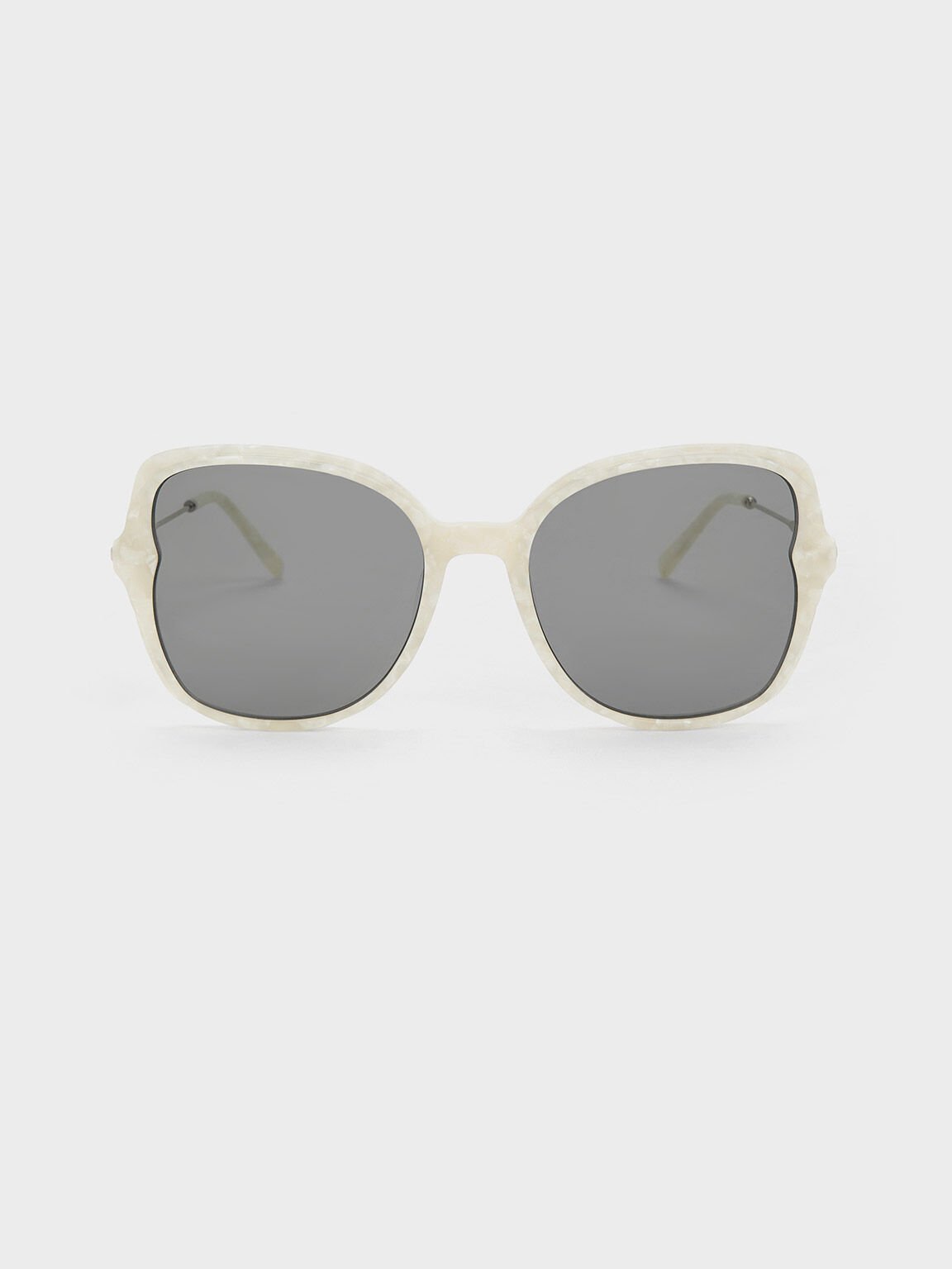 Oversized Recycled Acetate Butterfly Sunglasses, Pearl, hi-res