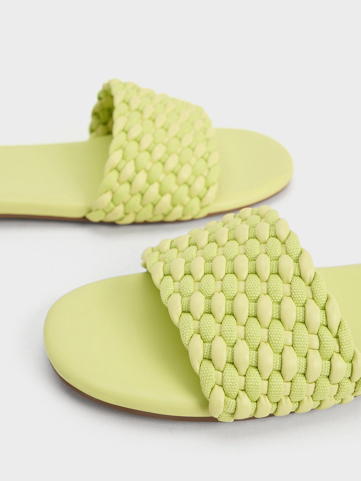 Woven Open-Toe Slides, Lime, hi-res