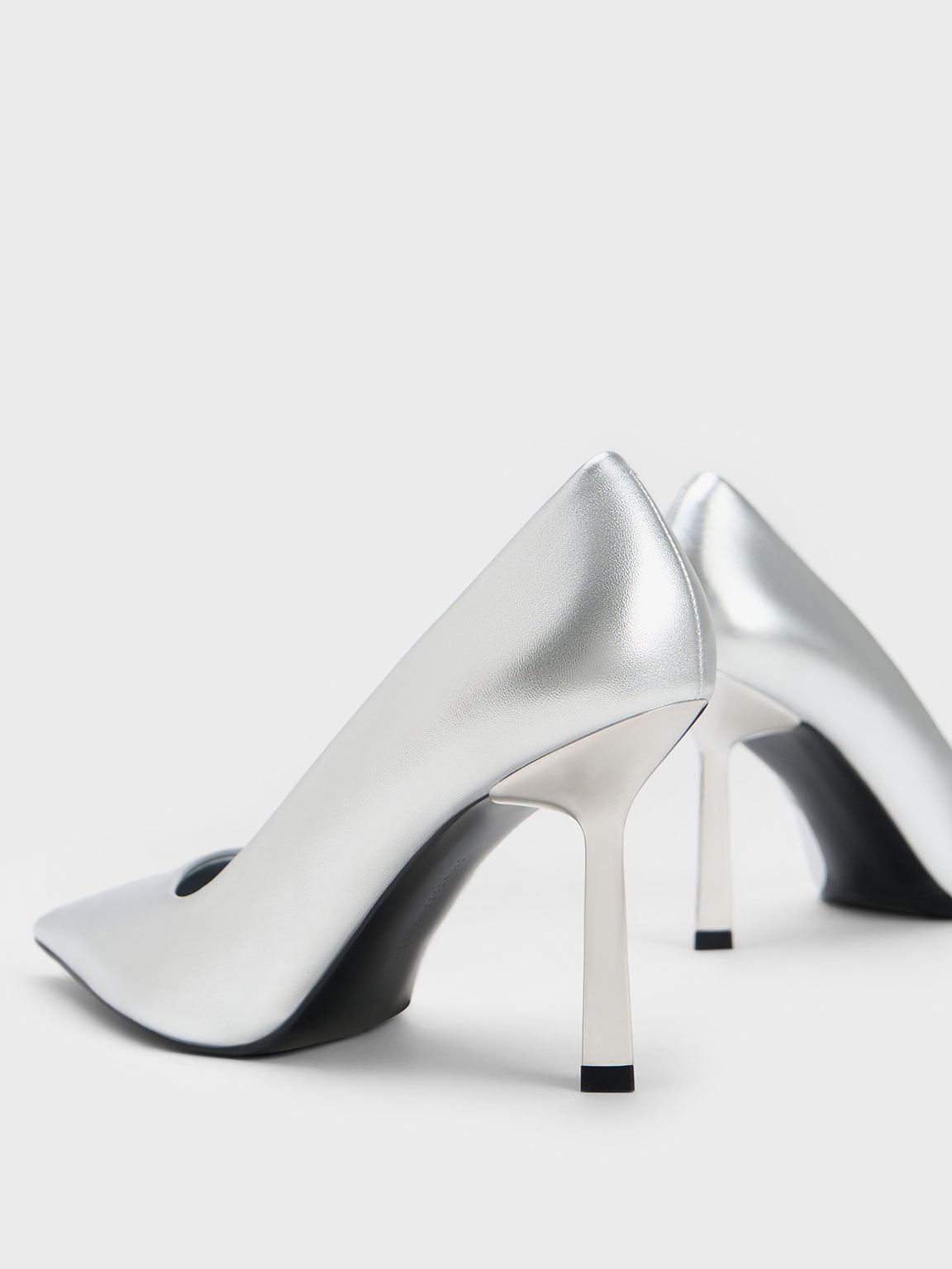 Metallic Pointed-Toe Pumps, Silver, hi-res