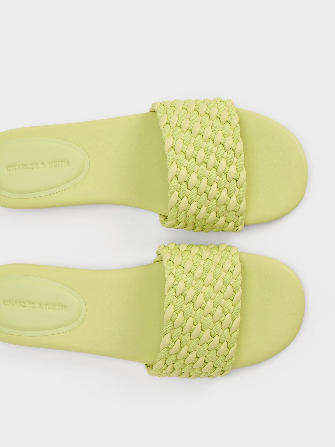 Woven Open-Toe Slides, Lime, hi-res