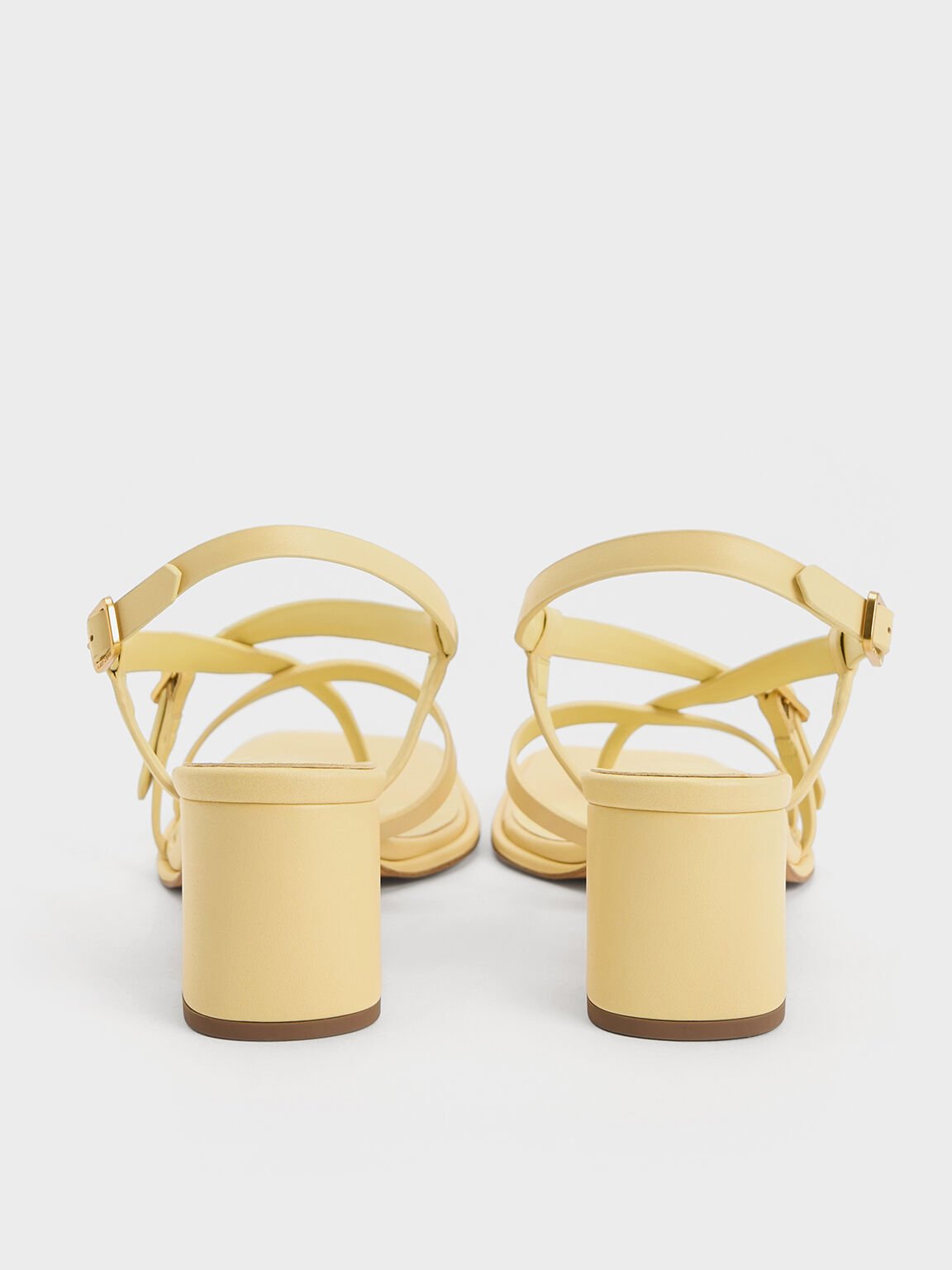 Strappy Block-Heel Thong Sandals, Yellow, hi-res