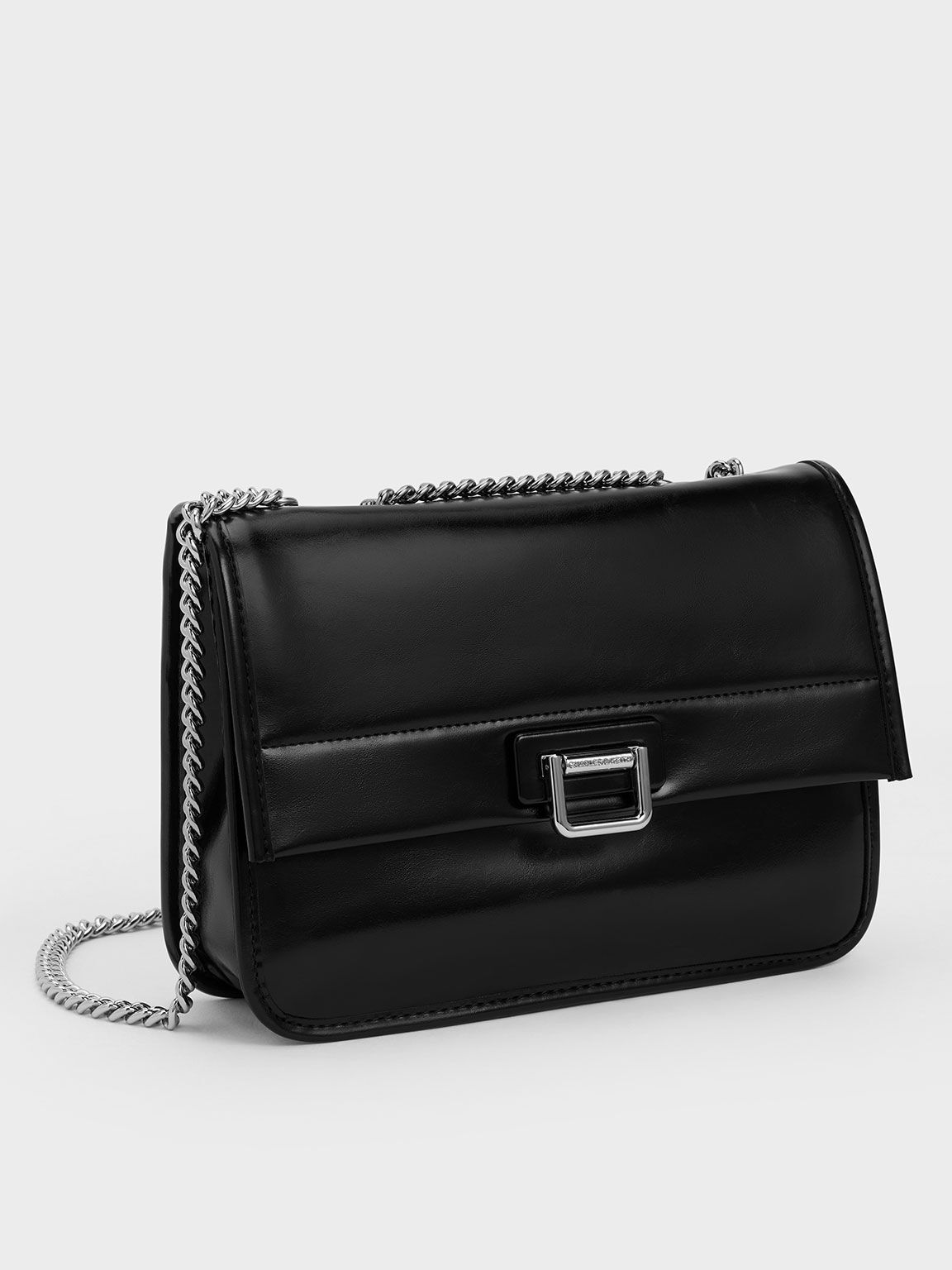 Neva Chain-Handle Shoulder Bag, Noir, hi-res