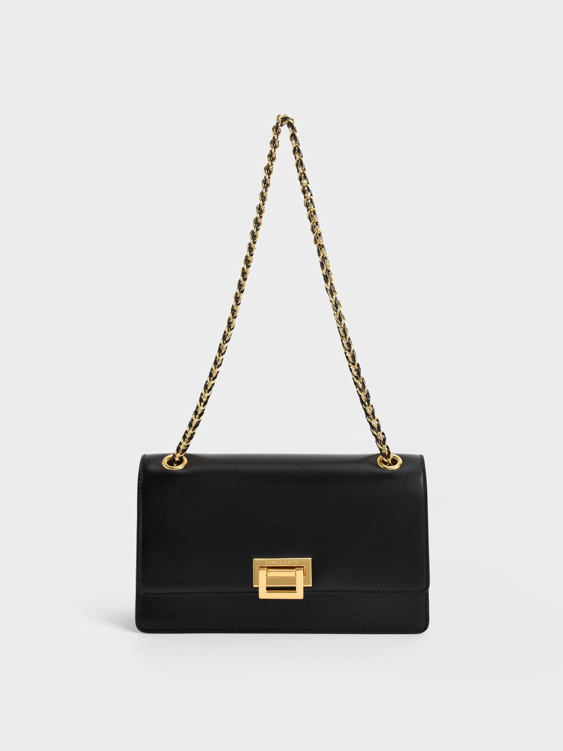 Black Mirabelle Structured Top Handle Bag - CHARLES & KEITH IN