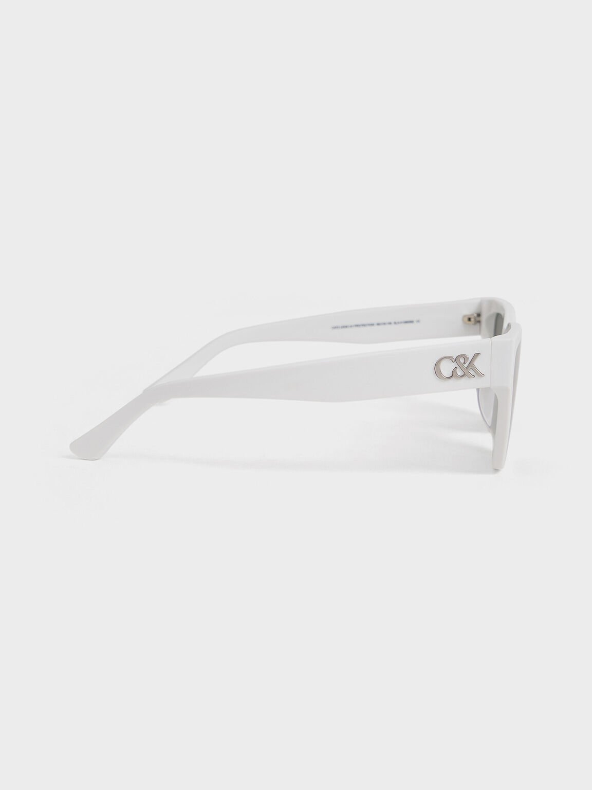 Recycled Acetate Angular Sunglasses, White, hi-res