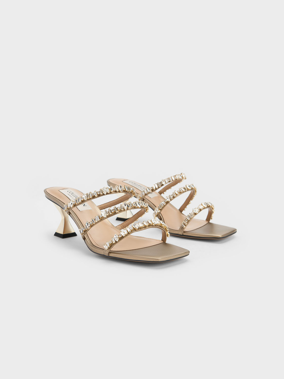 Buy Rocia Gold Women Diamond Embellished Block Heel Sandals Online at Regal  Shoes. | 9627021