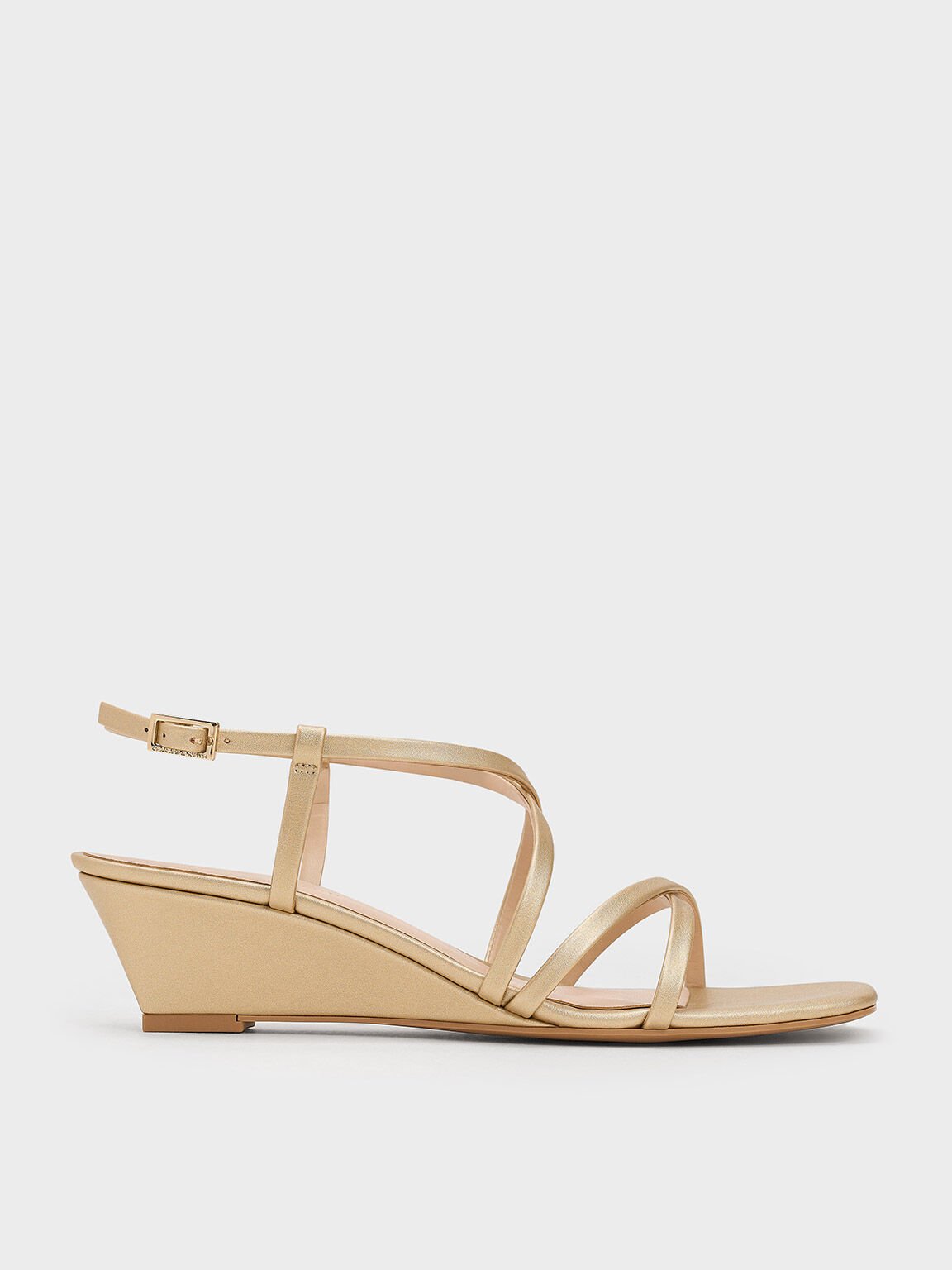 Strappy Wedge Sandals, Gold, hi-res