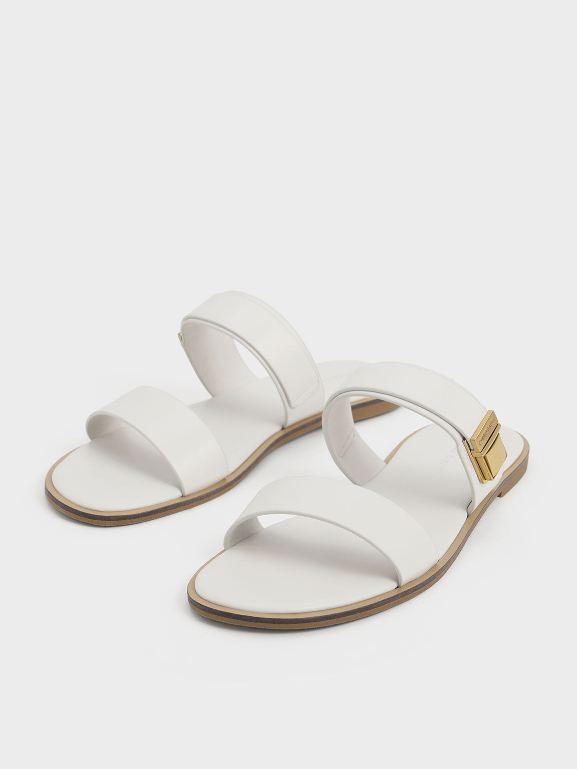 ASOS DESIGN Wide Fit Fraser double strap mule sandals in white | ASOS