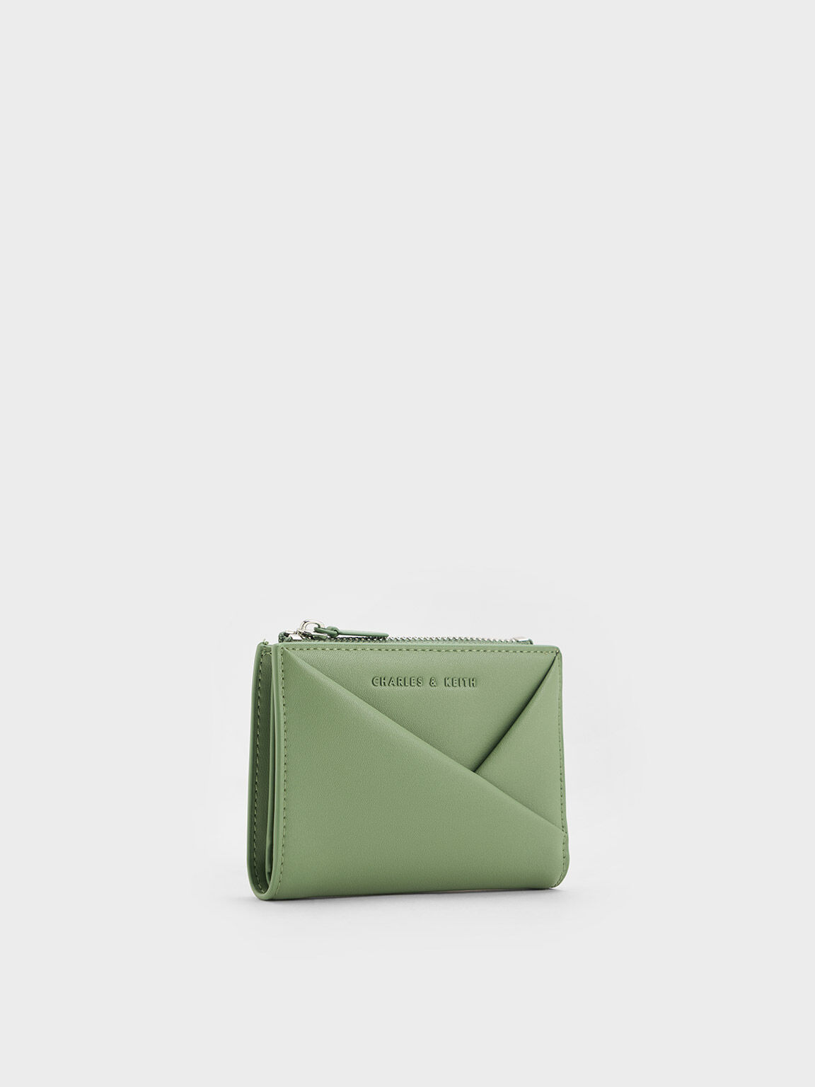 Midori Geometric Top-Zip Wallet - Green