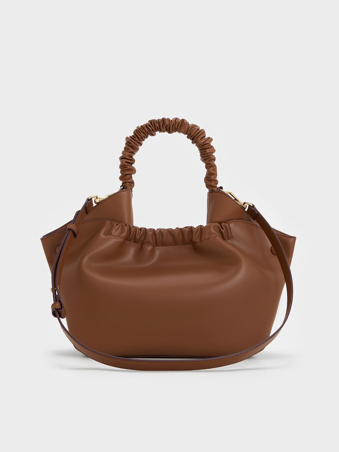 Eve Ruched-Handle Tote Bag, Chocolate, hi-res