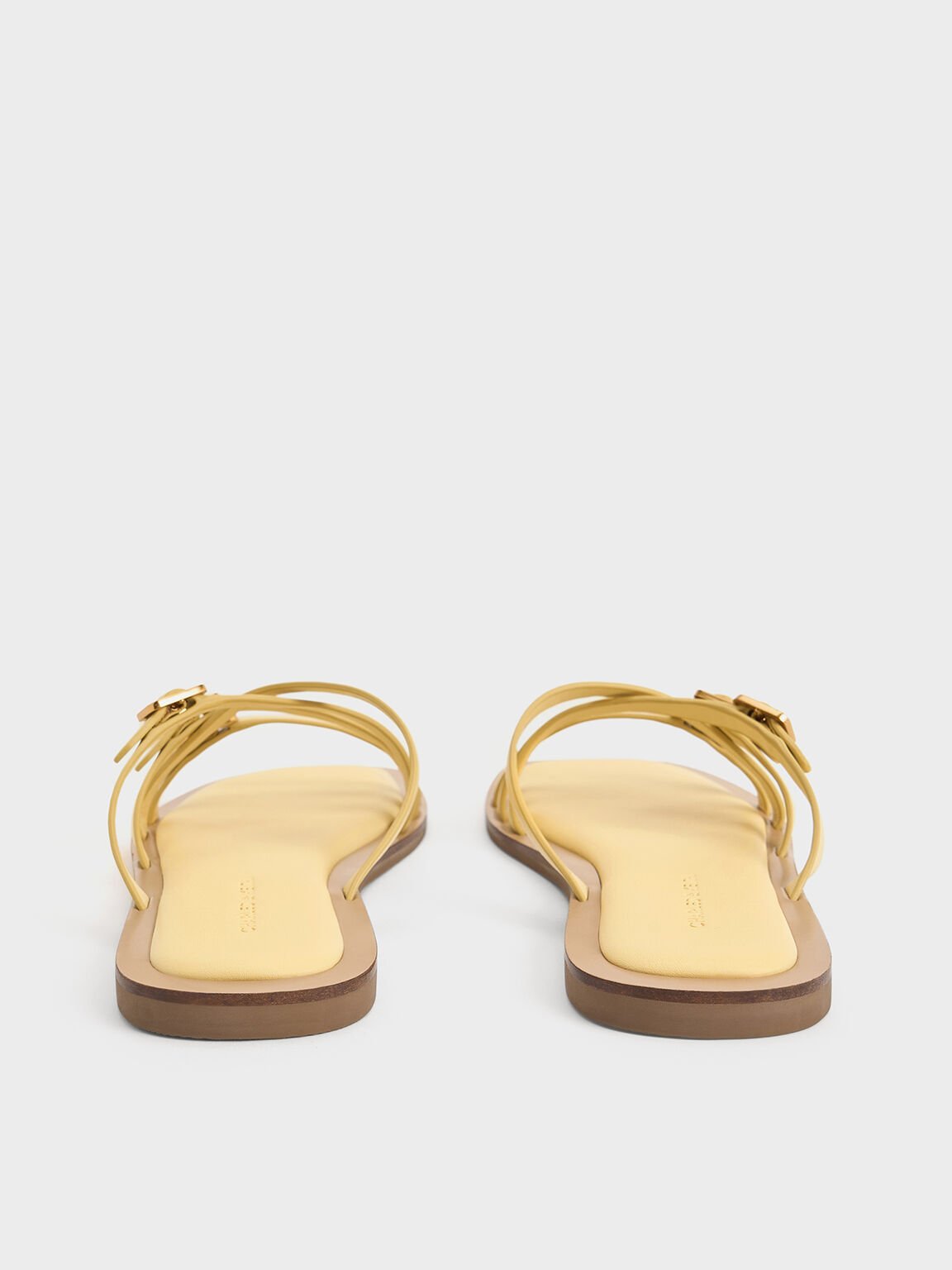 Strappy Buckled Slide Sandals, Yellow, hi-res