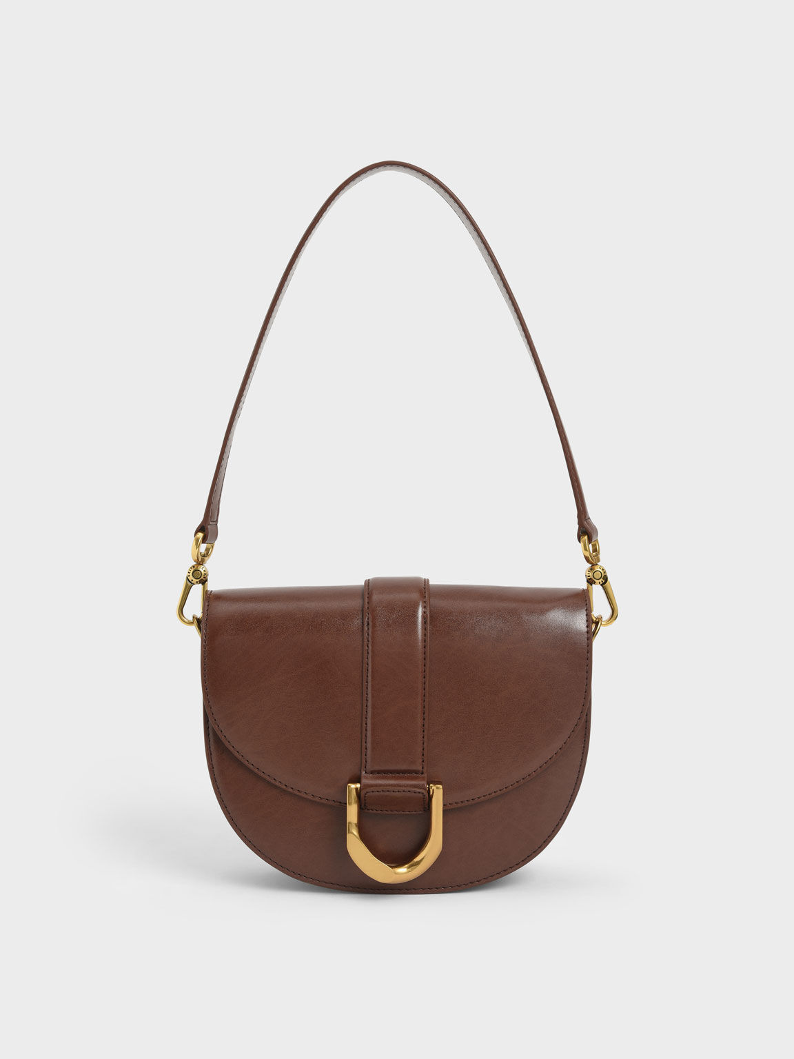 Dark Brown Gabine Saddle Bag - CHARLES & KEITH IN