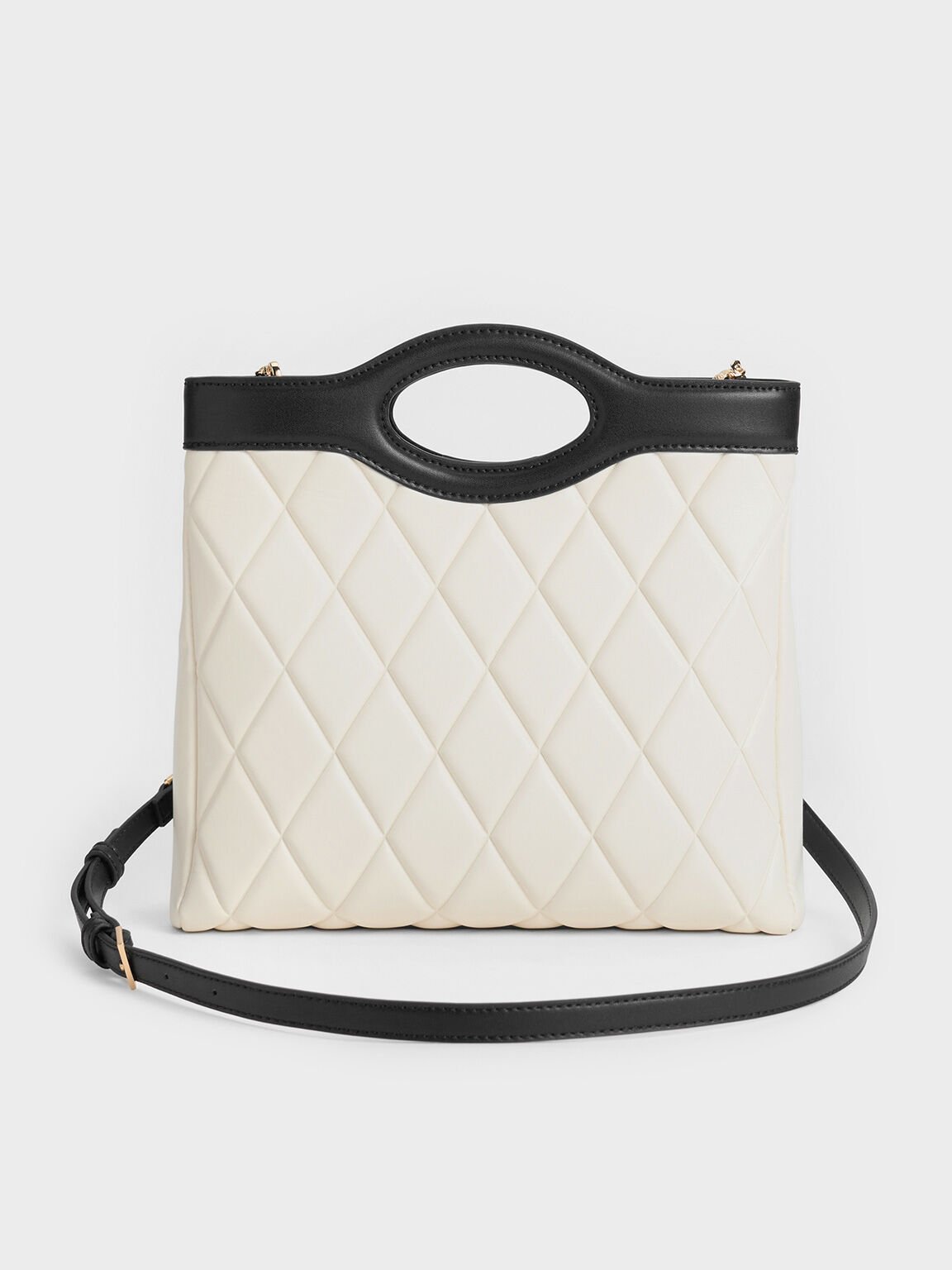 Arwen Two-Tone Quilted Curved-Handle Bag, Multi, hi-res