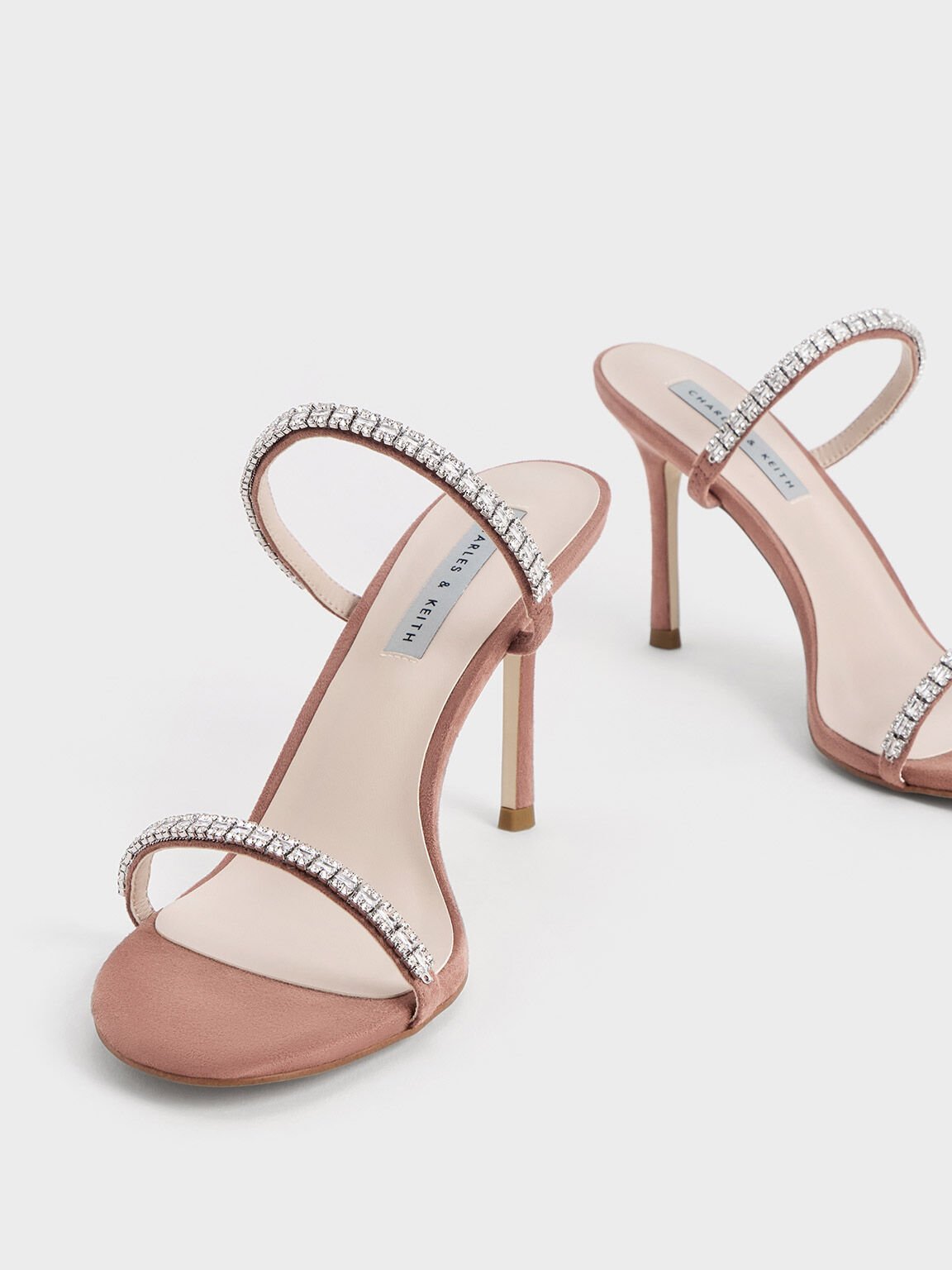 Ambrosia Textured Gem-Embellished Heeled Mules, Nude, hi-res