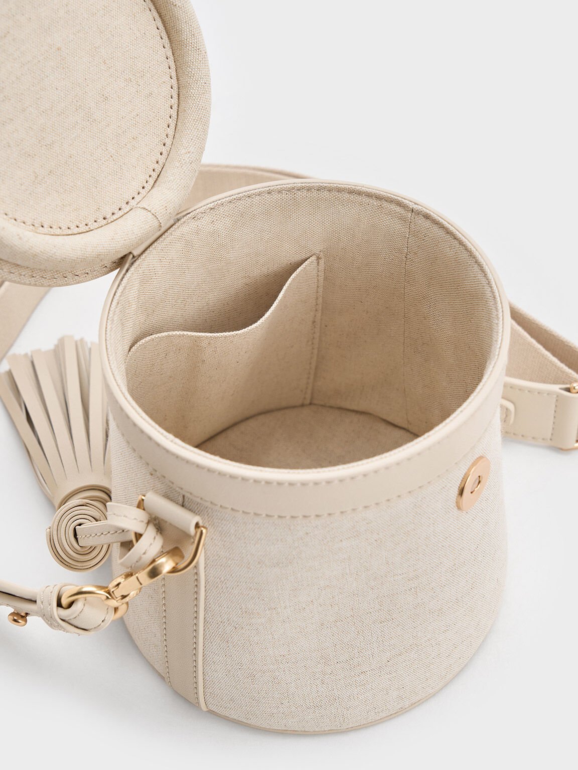 Sianna Linen Bucket Bag, Beige, hi-res