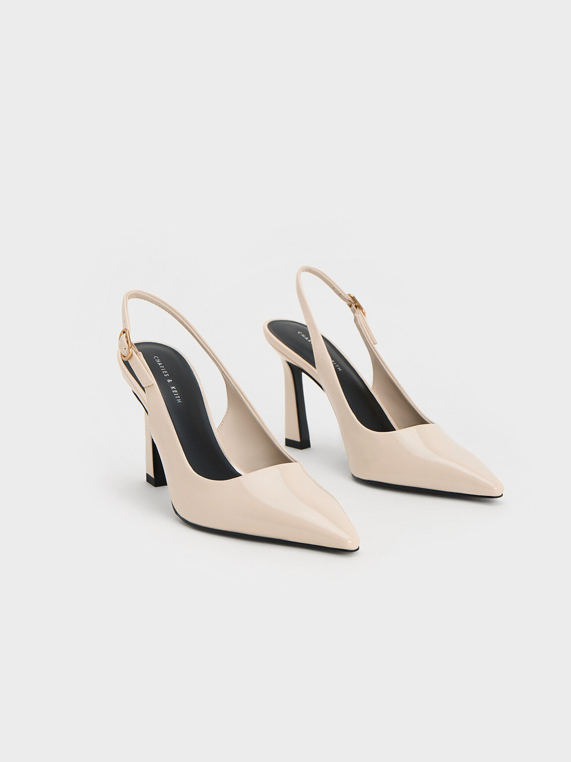 Charles and Keith Metallic Accent Slingback Court Shoes - Cream, Women's  Fashion, Footwear, Heels on Carousell