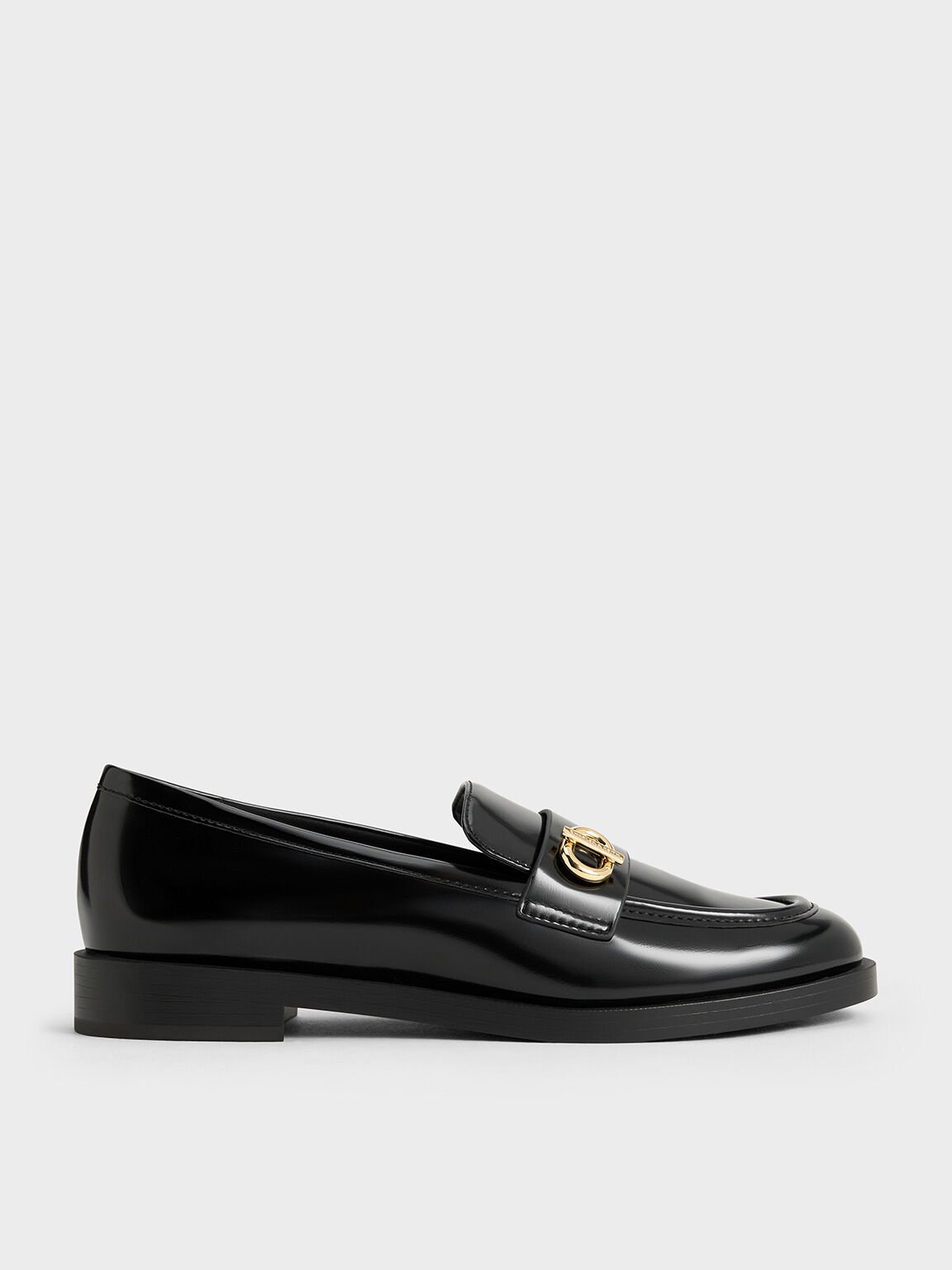 Metallic-Accent Loafers, Black Box, hi-res