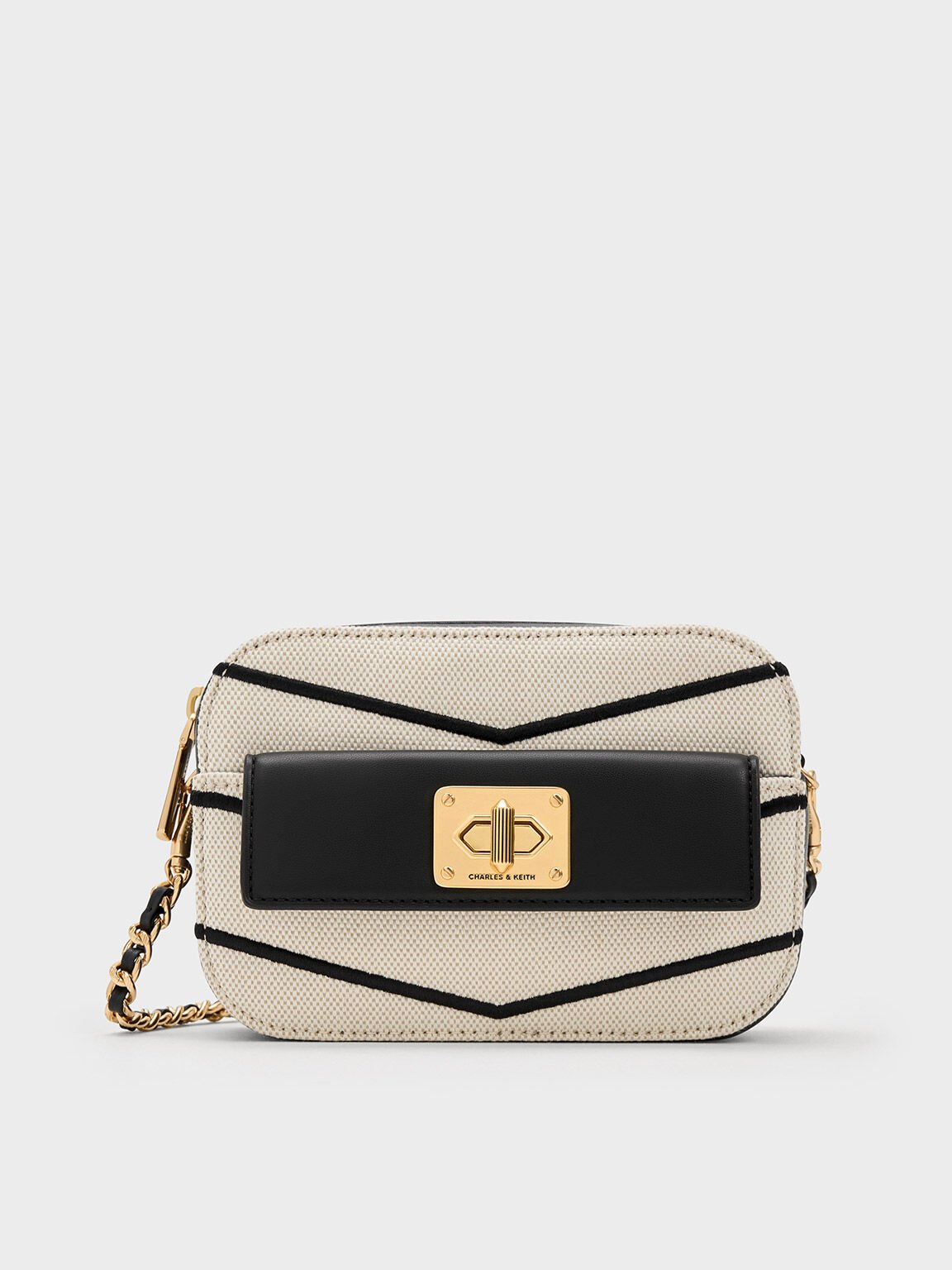 Eleni Canvas Chevron Zip Crossbody Bag, Multi, hi-res