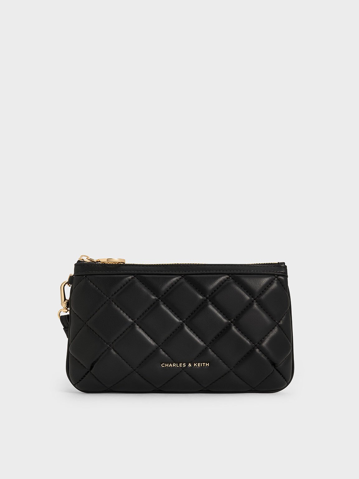 Cressida Quilted Wristlet, Black, hi-res