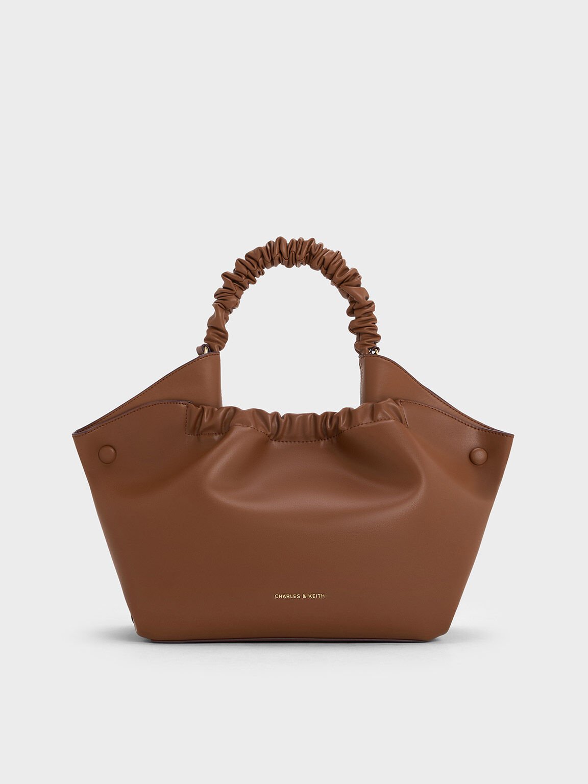 Eve Ruched-Handle Tote Bag, Chocolate, hi-res