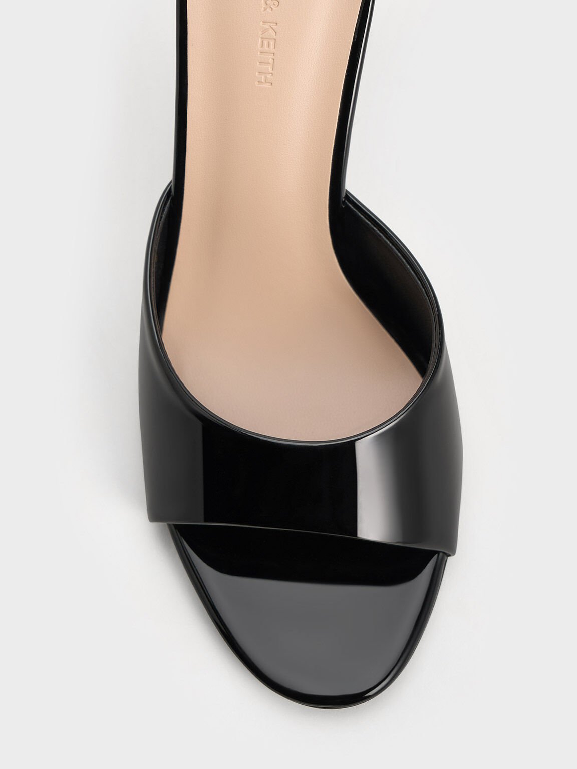 Patent Open-Toe Heeled Mules, Black Patent, hi-res