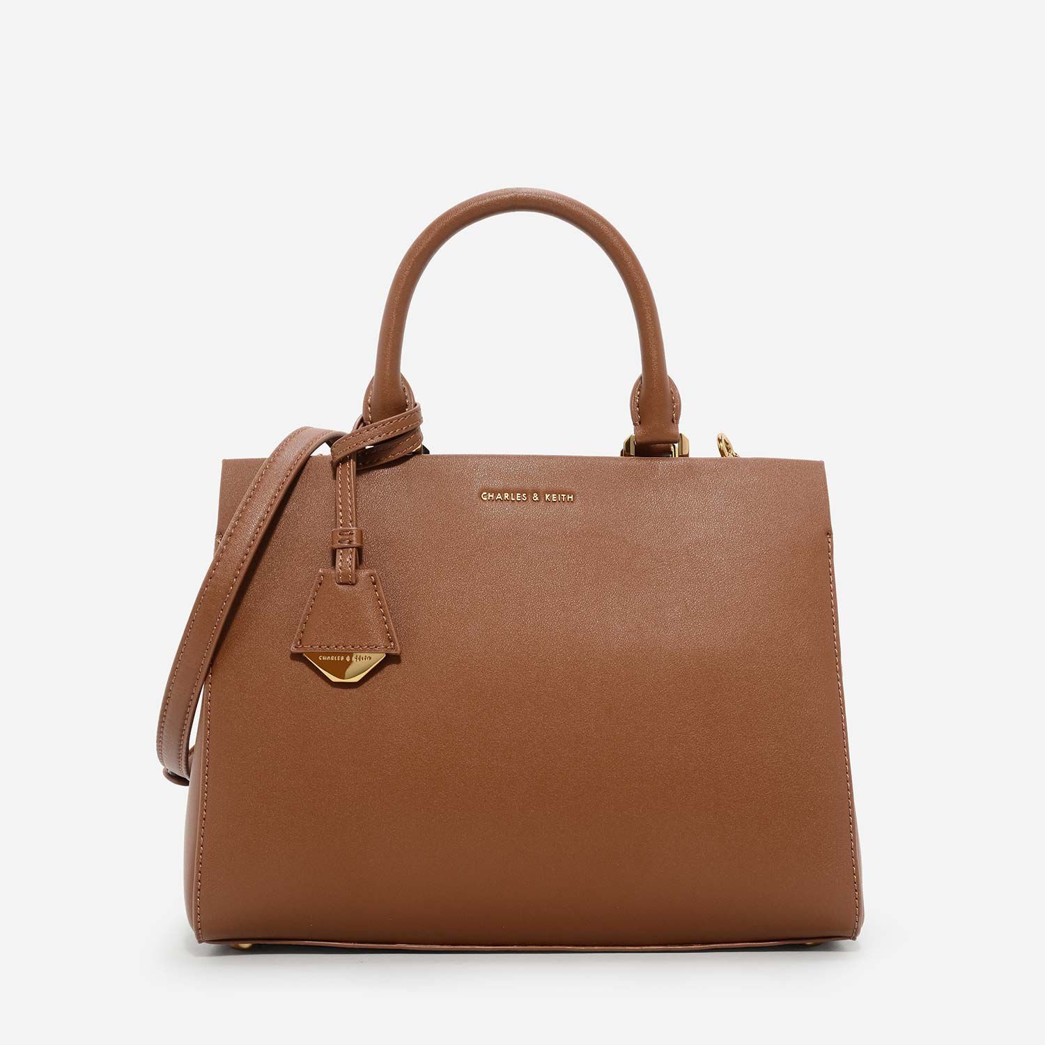 Classic Structured Handbag, Brown, hi-res