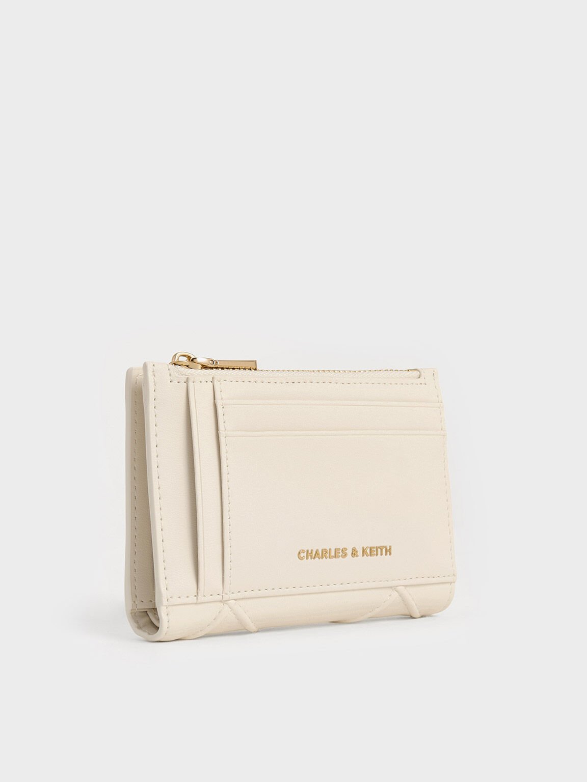 Eleni Quilted Wallet, Cream, hi-res