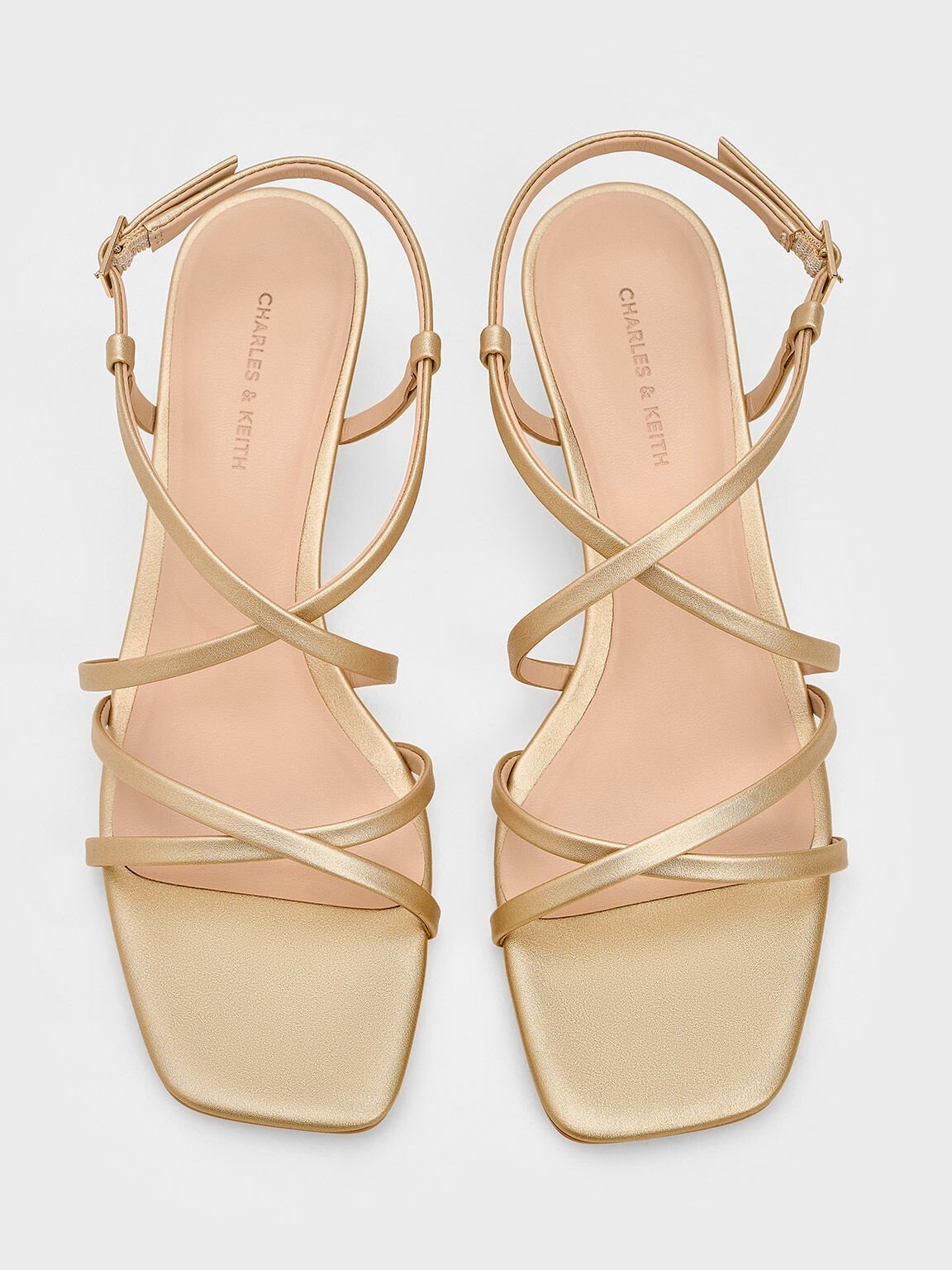 Strappy Wedge Sandals, Gold, hi-res