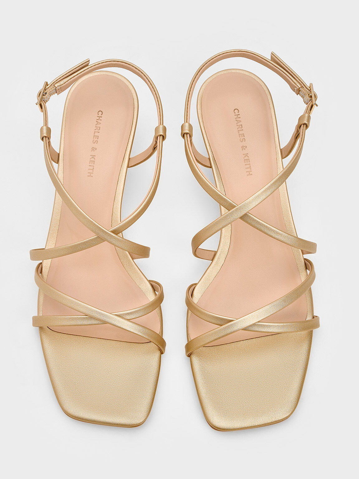 Strappy Wedge Sandals, Gold, hi-res