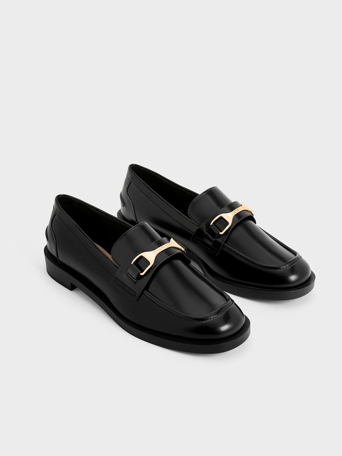 Leslie Metallic-Accent Loafers, Black Box, hi-res