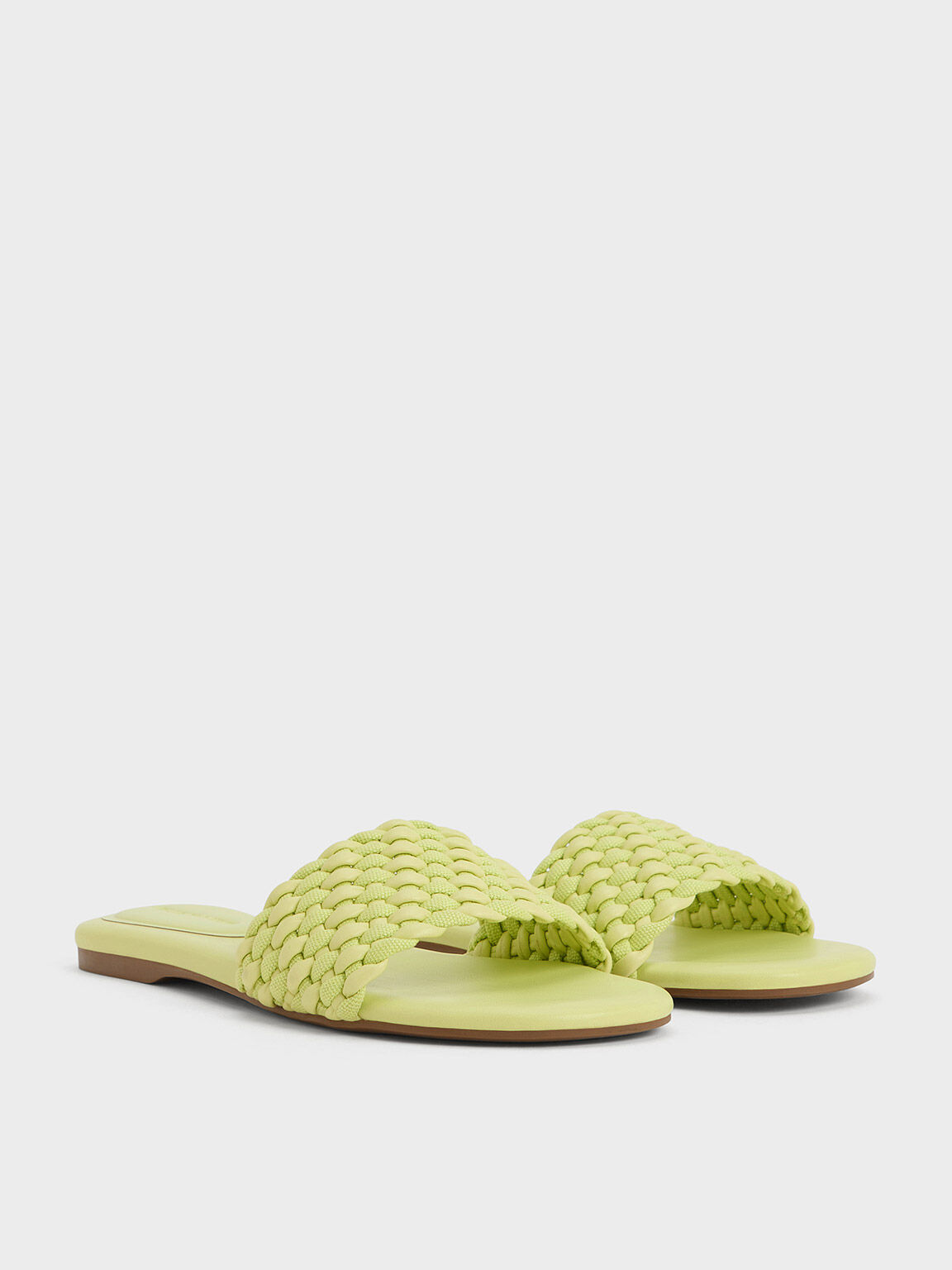 Woven Open-Toe Slides, Lime, hi-res