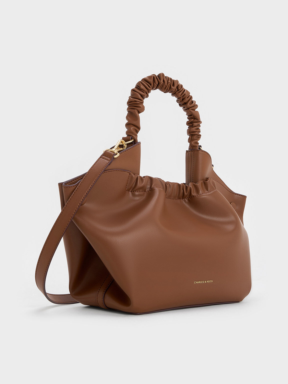 Eve Ruched-Handle Tote Bag, Chocolate, hi-res