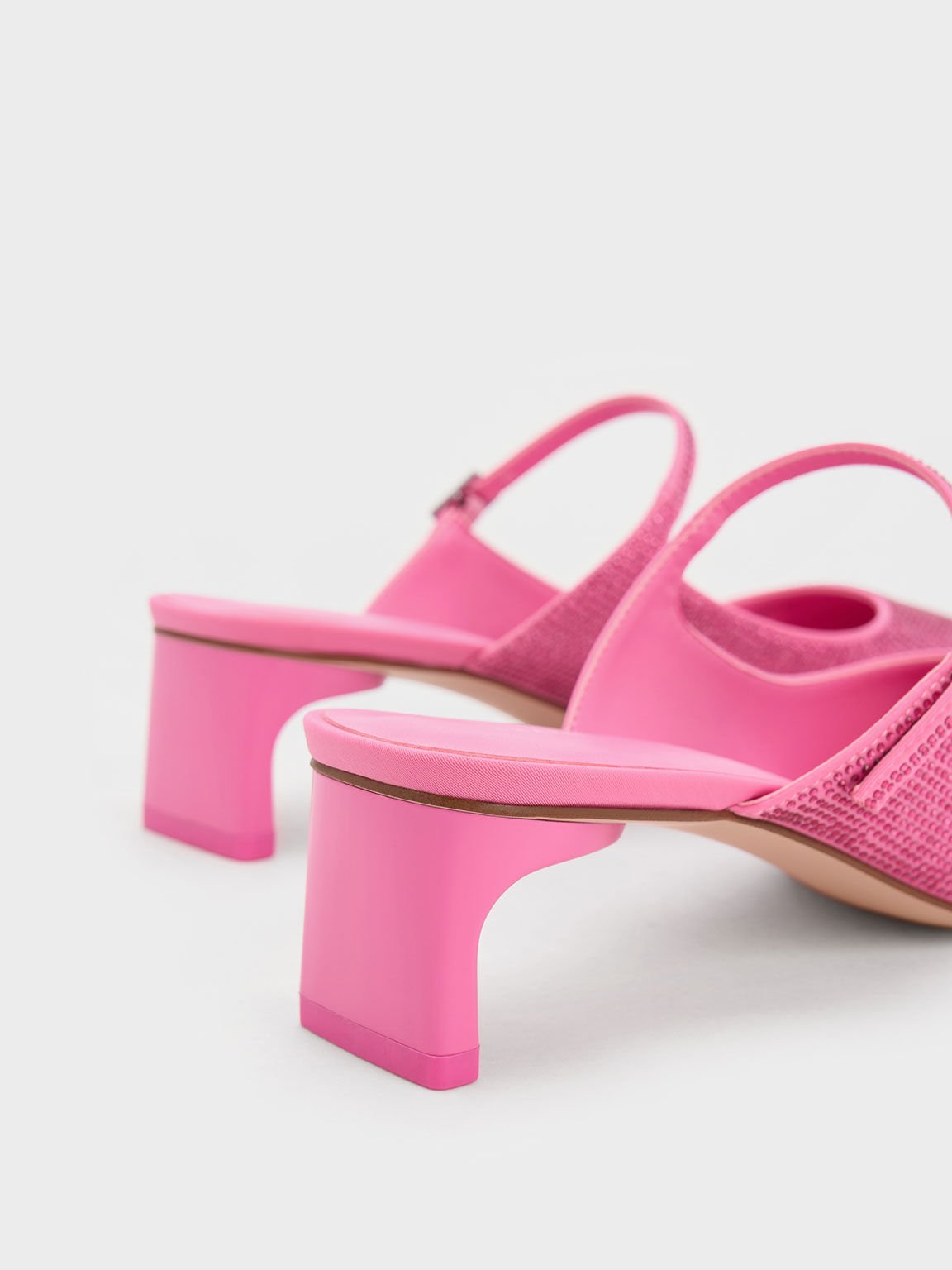 Gem-Embellished Blade Heel Mules, Pink, hi-res