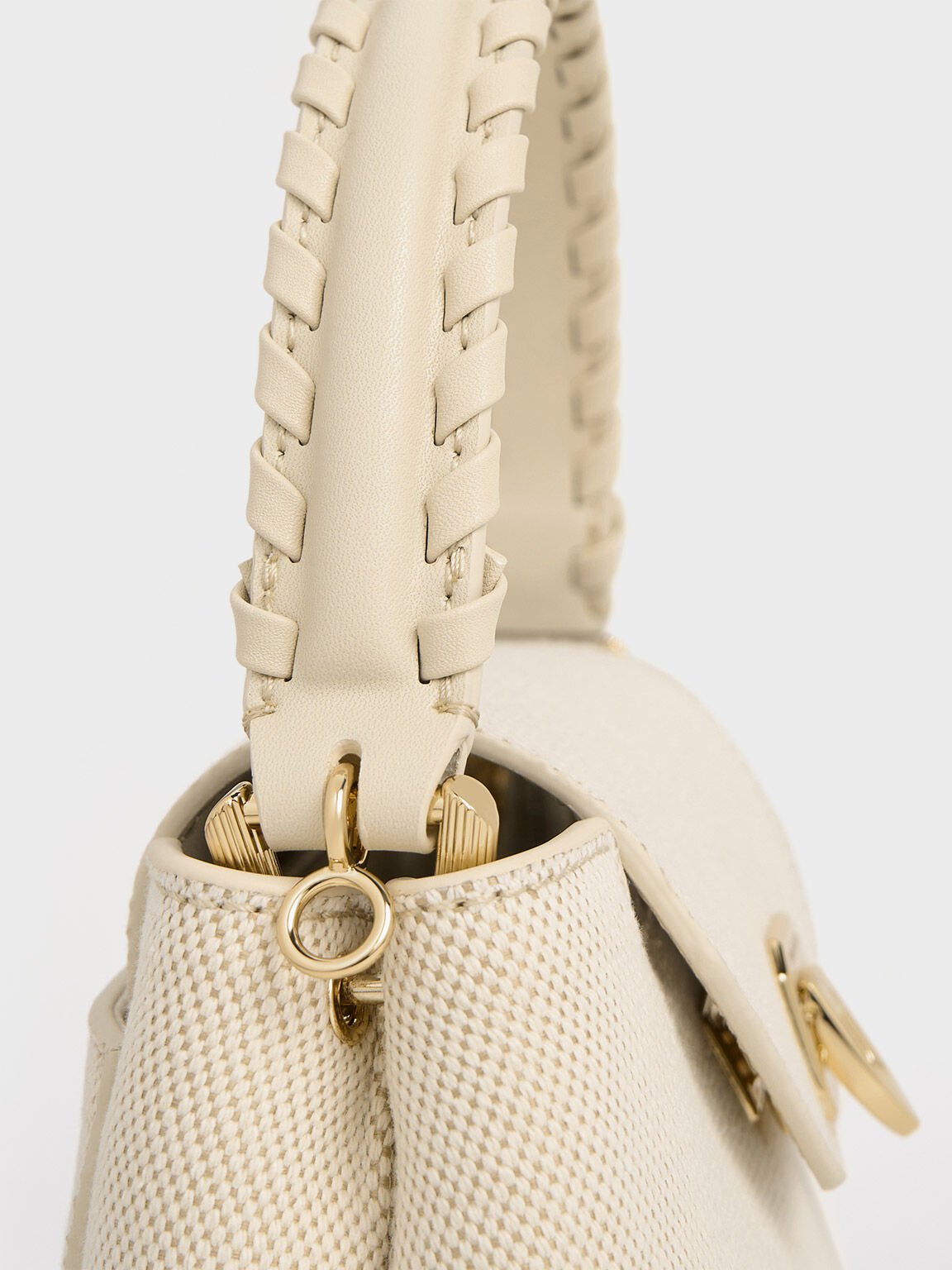 Arwen Canvas Braided-Strap Top Handle Bag, Beige, hi-res