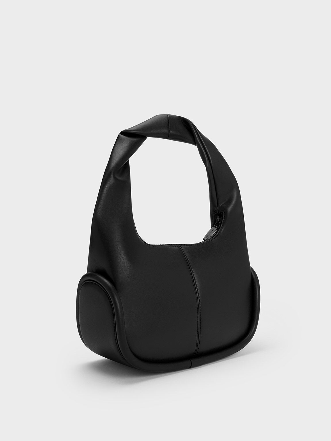Black Tubular Slouchy Hobo Bag - CHARLES & KEITH IN