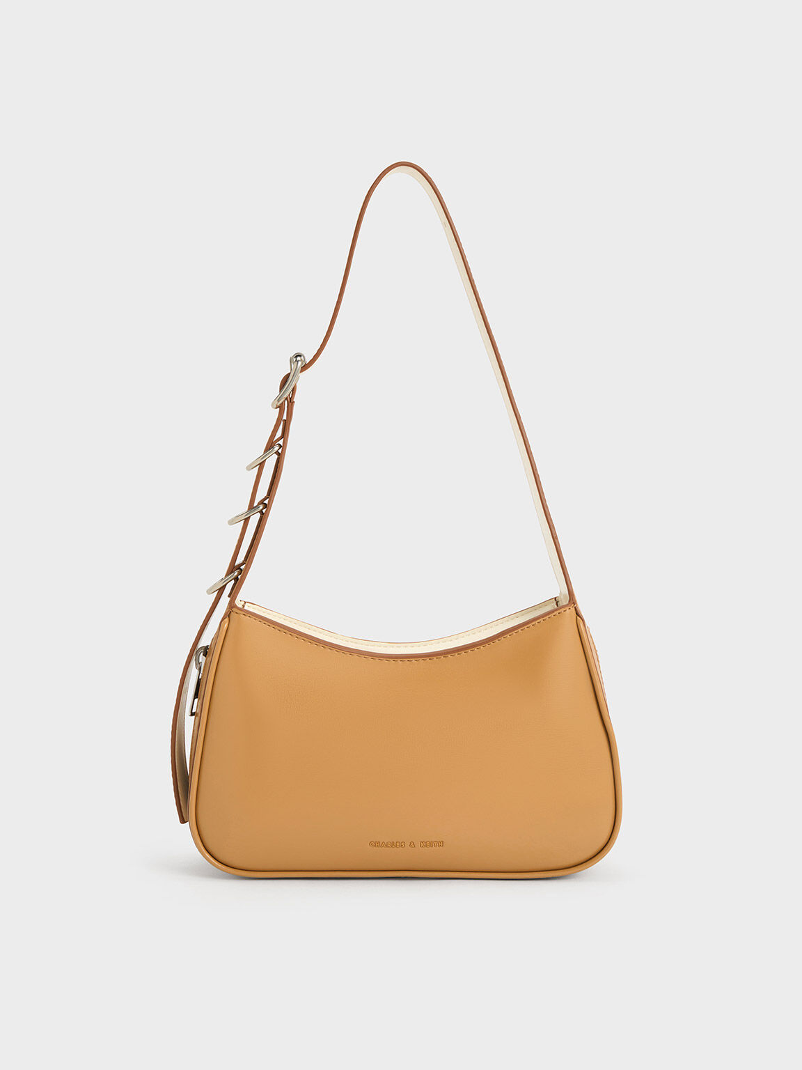 Tan Cockade Crescent Hobo Bag - CHARLES & KEITH IN