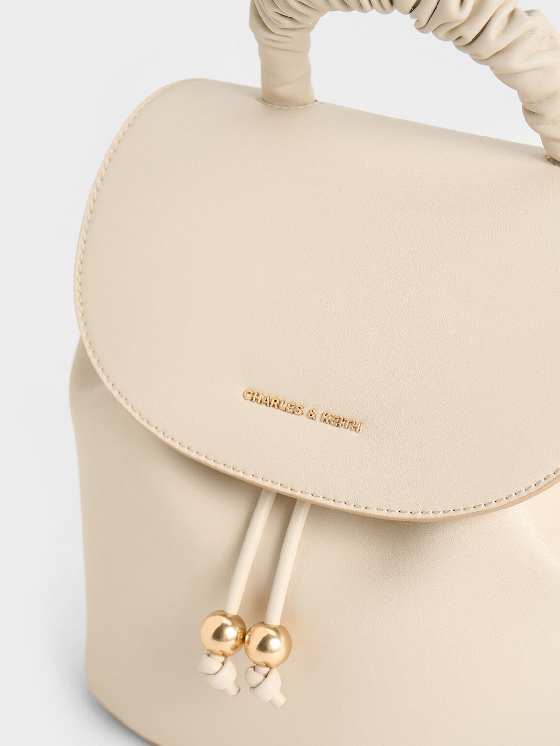 Eve Ruched-Handle Backpack, Beige, hi-res