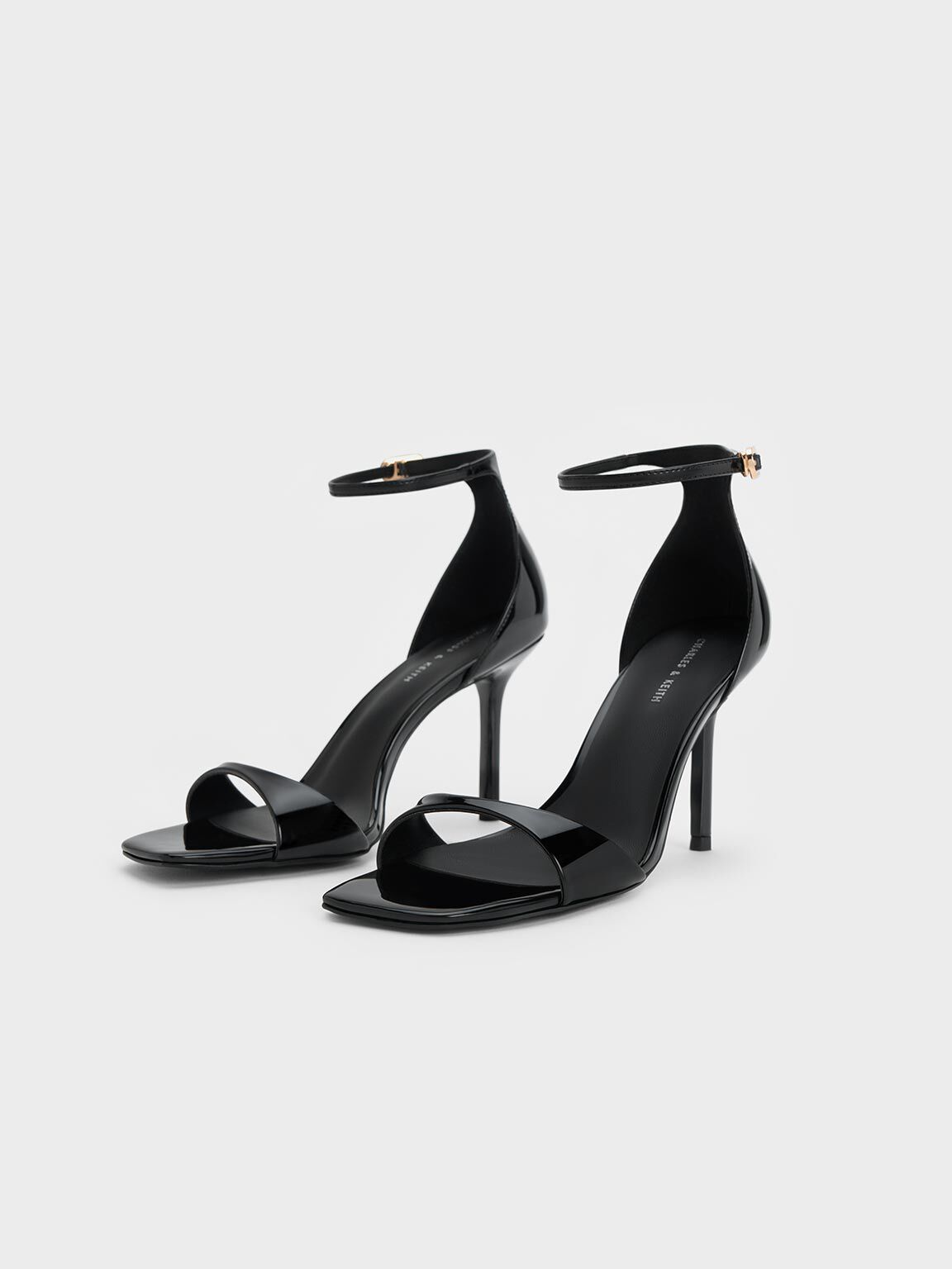 Classy Crocodile Embossed Peep Toe Heel Stiletto Sandals - Black – Luxedress