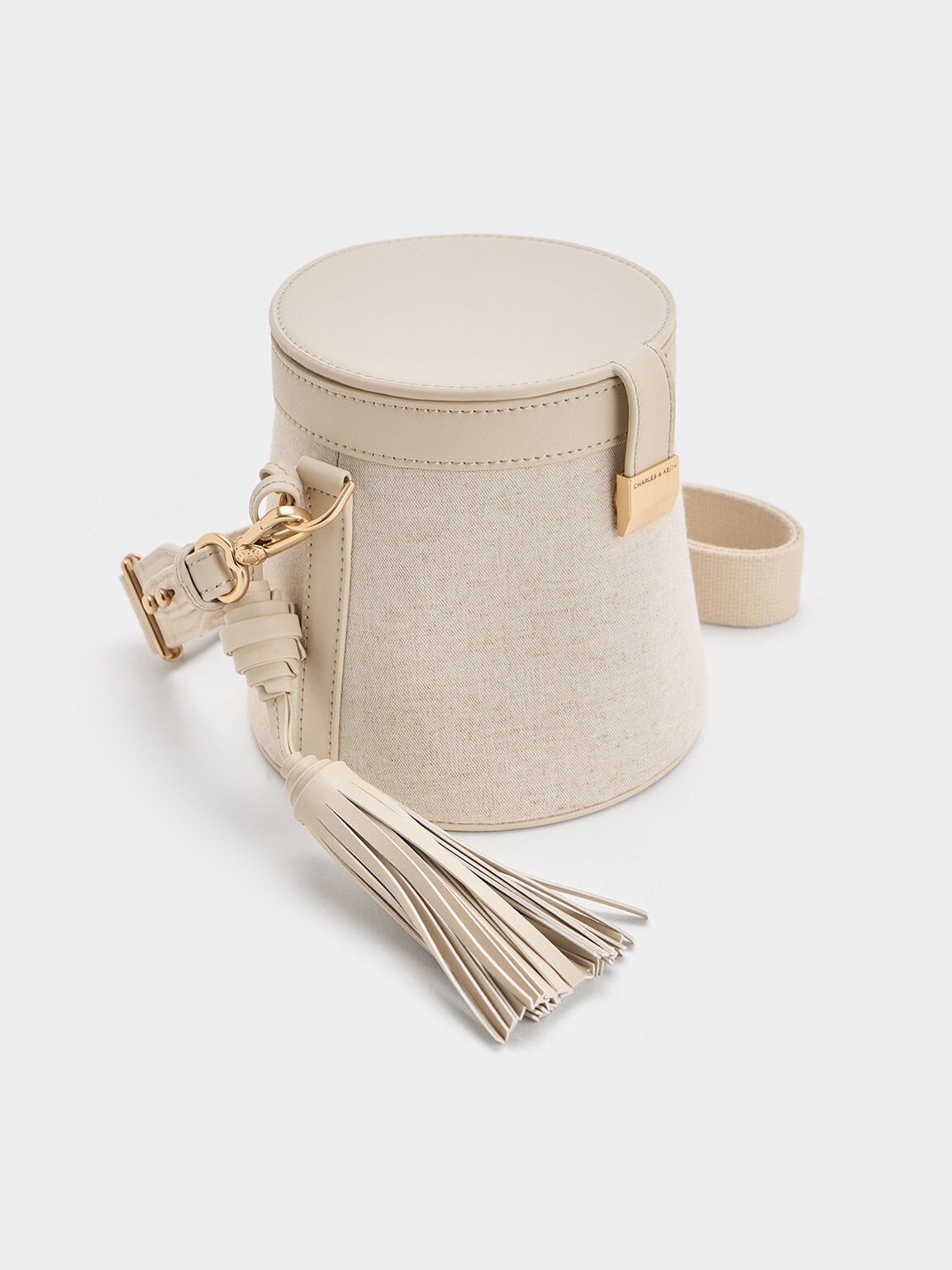 Sianna Linen Bucket Bag, Beige, hi-res