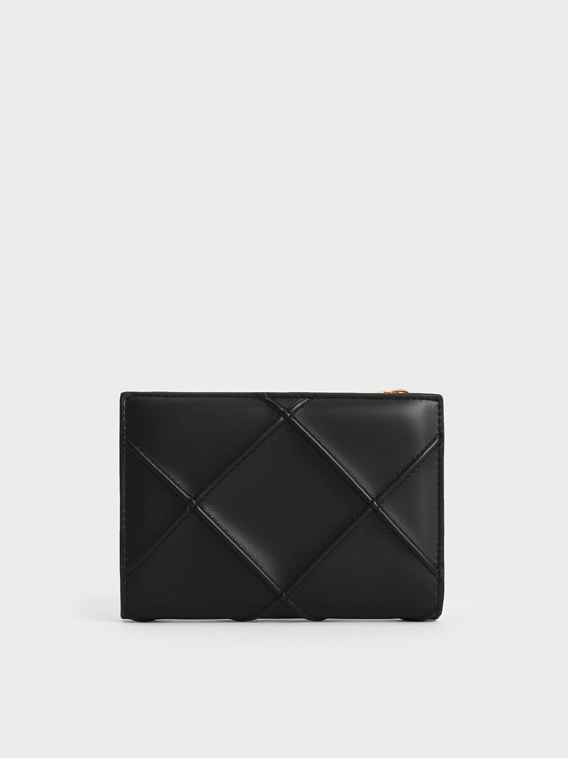 Eleni Quilted Wallet, Black, hi-res